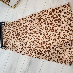 Vici Collection Satin Leopard Midi Skirt